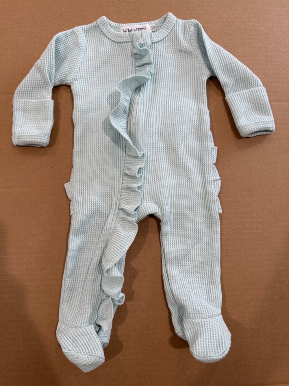 Bella Berry Light Blue Ruffle Waffle One-Piece for Babies